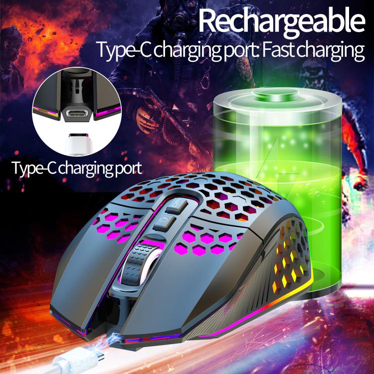 HXSJ T500 Hole Mouse 2.4G Backlight Rechargeable Wireless Mouse(White) - Wireless Mice by HXSJ | Online Shopping UK | buy2fix