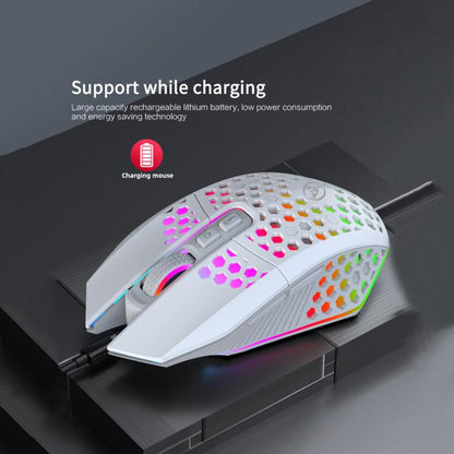 HXSJ T500 Hole Mouse 2.4G Backlight Rechargeable Wireless Mouse(White) - Wireless Mice by HXSJ | Online Shopping UK | buy2fix