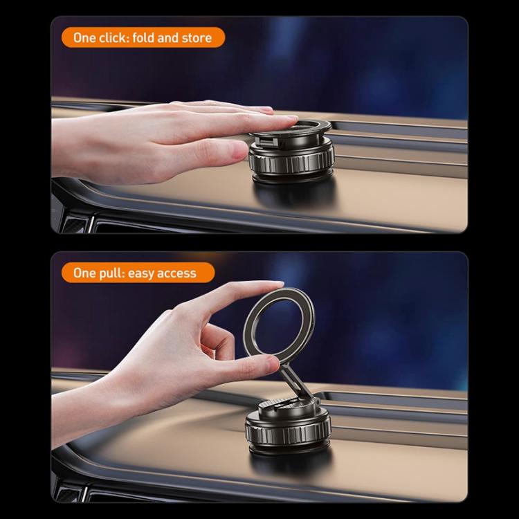 G712 Three-axis Folding Vacuum Adsorption Magnetic Car Phone Holder(Black) - Universal Car Holders by buy2fix | Online Shopping UK | buy2fix
