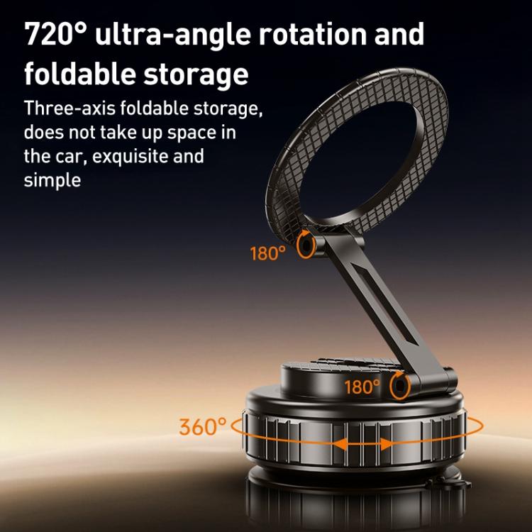 G712 Three-axis Folding Vacuum Adsorption Magnetic Car Phone Holder(Black) - Universal Car Holders by buy2fix | Online Shopping UK | buy2fix