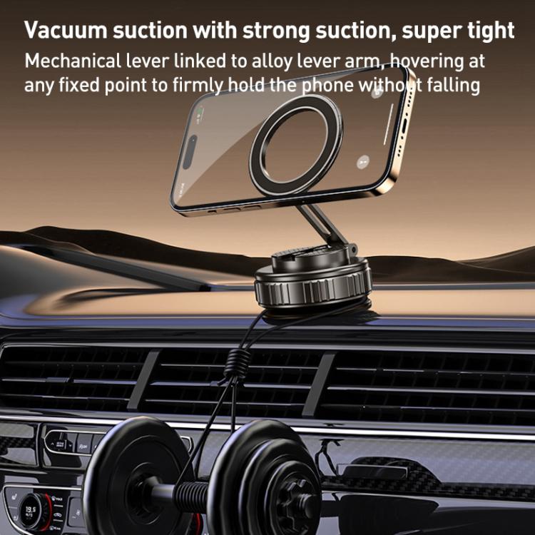 G712 Three-axis Folding Vacuum Adsorption Magnetic Car Phone Holder(Black) - Universal Car Holders by buy2fix | Online Shopping UK | buy2fix