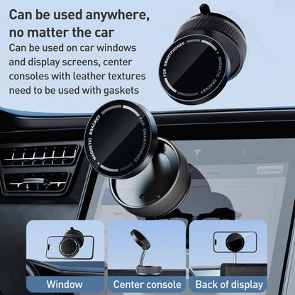K10A Three-axis Folding Vacuum Adsorption Magnetic Car Phone Holder(Black) - Universal Car Holders by buy2fix | Online Shopping UK | buy2fix