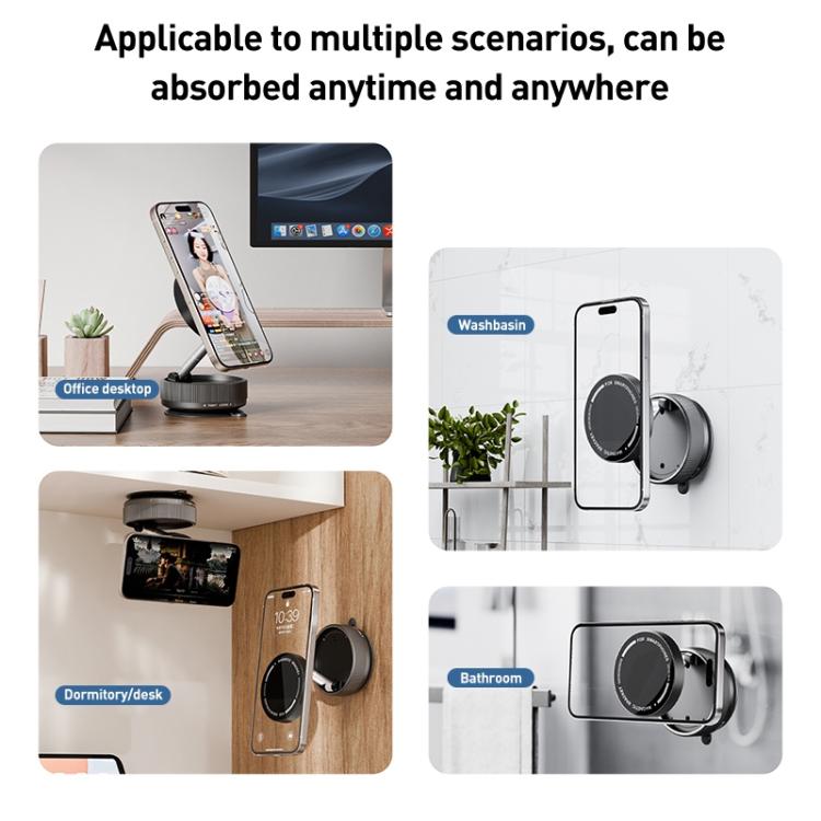 K10A Three-axis Folding Vacuum Adsorption Magnetic Car Phone Holder(Black) - Universal Car Holders by buy2fix | Online Shopping UK | buy2fix