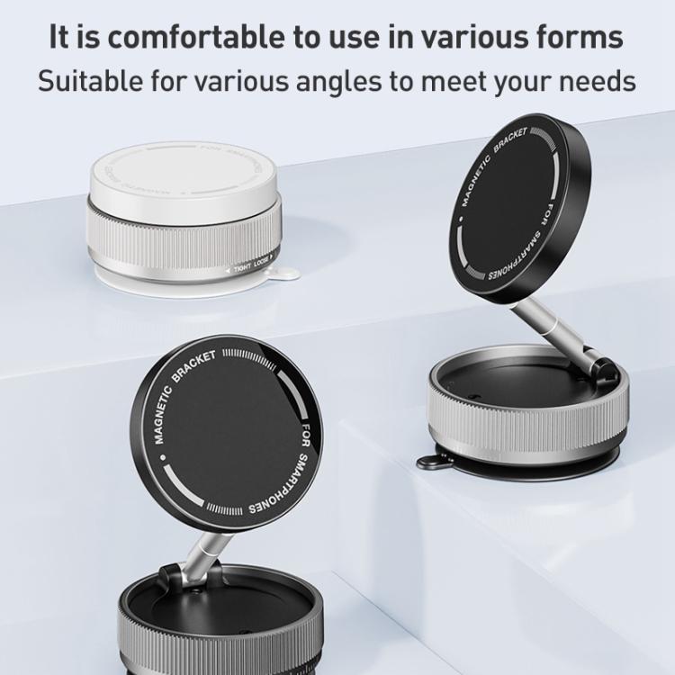 K10A Three-axis Folding Vacuum Adsorption Magnetic Car Phone Holder(White) - Universal Car Holders by buy2fix | Online Shopping UK | buy2fix