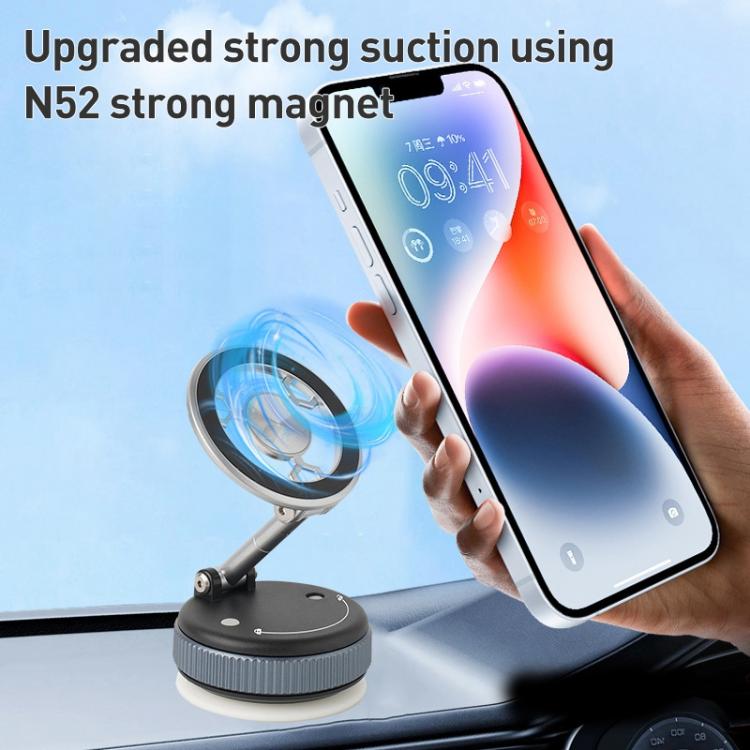 XZK103 Folding Vacuum Adsorption Magnetic Car Phone Holder(Gun Metal) - Universal Car Holders by buy2fix | Online Shopping UK | buy2fix