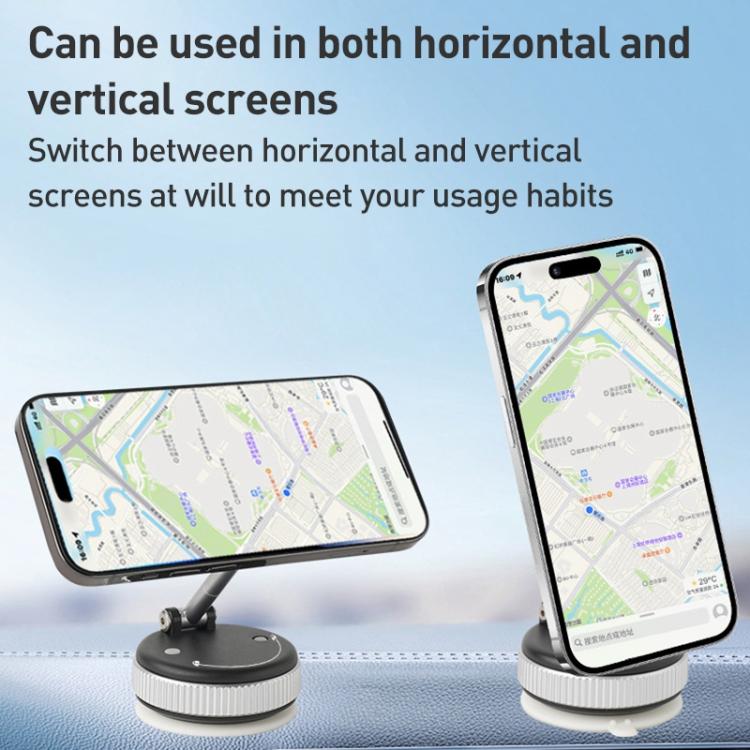 XZK103 Folding Vacuum Adsorption Magnetic Car Phone Holder(Gun Metal) - Universal Car Holders by buy2fix | Online Shopping UK | buy2fix
