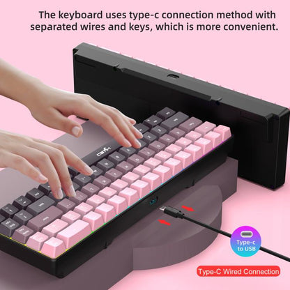 HXSJ V200 Gradient Color 68-key RGB Backlight Wired Membrane Keyboard(Pink) - Wired Keyboard by HXSJ | Online Shopping UK | buy2fix