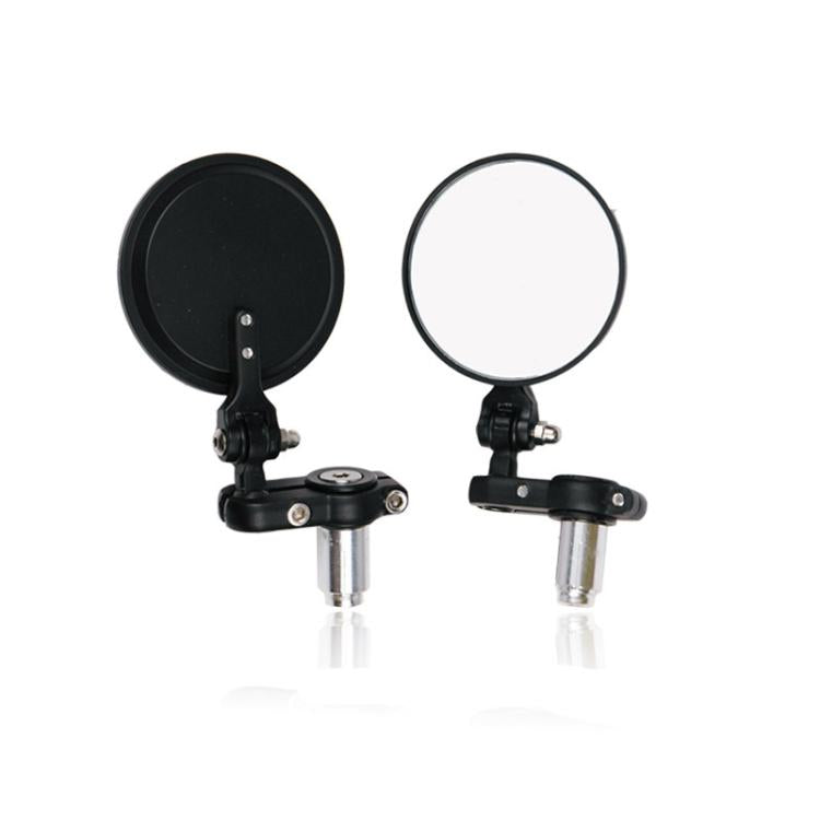 2pcs/Set Folding Motorcycle Handlebar Rearview Mirror Round Reversing Mirror(Black) - Side Mirrors by buy2fix | Online Shopping UK | buy2fix