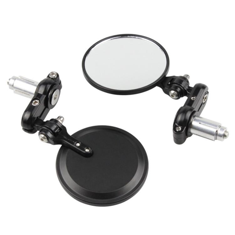2pcs/Set Folding Motorcycle Handlebar Rearview Mirror Round Reversing Mirror(Black) - Side Mirrors by buy2fix | Online Shopping UK | buy2fix