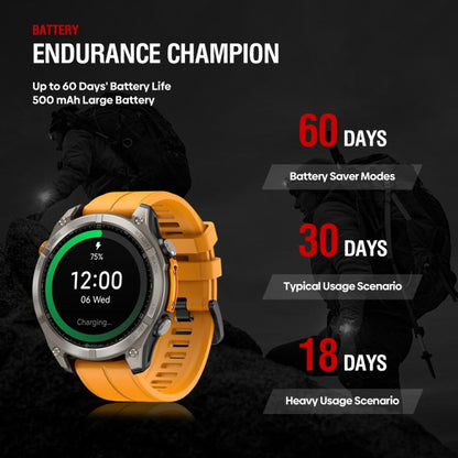 Zeblaze Stratos 4 Rugged Outdoor GPS Smart Watch 1.43 inch Screen 5 ATM & IP69K(Orange) - Smart Watches by Zeblaze | Online Shopping UK | buy2fix