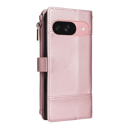 For Google Pixel 10 / 10 Pro Crossbody Strap RFID Blocking Zipper Wallet Leather Phone Case(Rose Gold) - Google Cases by buy2fix | Online Shopping UK | buy2fix