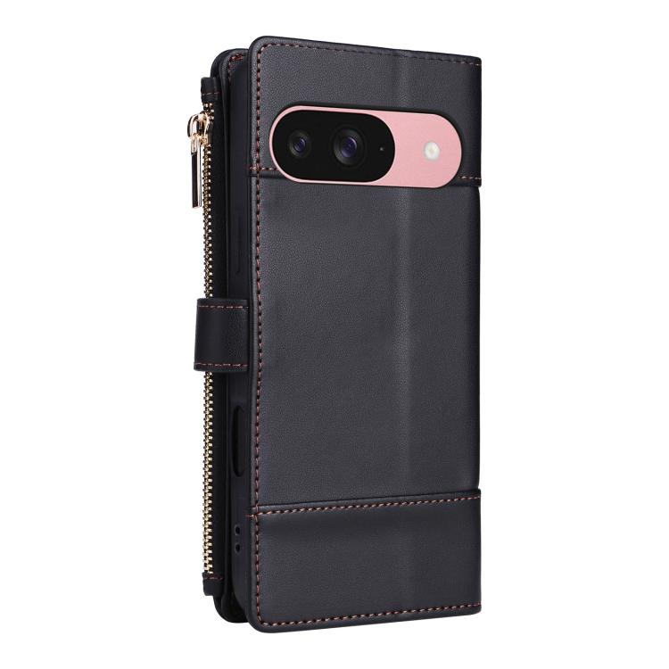 For Google Pixel 10 / 10 Pro Crossbody Strap RFID Blocking Zipper Wallet Leather Phone Case(Black) - Google Cases by buy2fix | Online Shopping UK | buy2fix