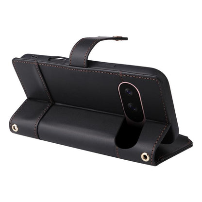 For Google Pixel 10 / 10 Pro Crossbody Strap RFID Blocking Zipper Wallet Leather Phone Case(Black) - Google Cases by buy2fix | Online Shopping UK | buy2fix