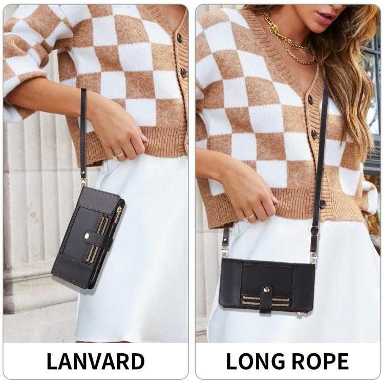 For Google Pixel 10 / 10 Pro Crossbody Strap RFID Blocking Zipper Wallet Leather Phone Case(Black) - Google Cases by buy2fix | Online Shopping UK | buy2fix