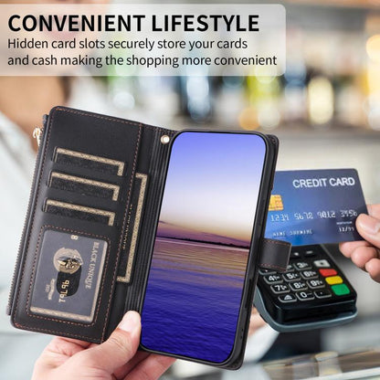 For Google Pixel 10 / 10 Pro Crossbody Strap RFID Blocking Zipper Wallet Leather Phone Case(Black) - Google Cases by buy2fix | Online Shopping UK | buy2fix