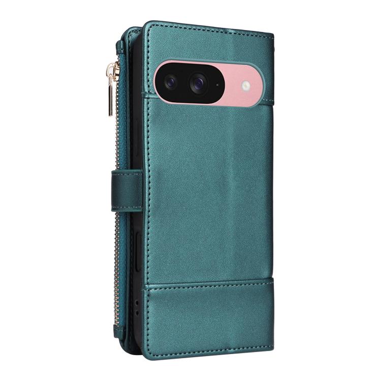 For Google Pixel 10 / 10 Pro Crossbody Strap RFID Blocking Zipper Wallet Leather Phone Case(Green) - Google Cases by buy2fix | Online Shopping UK | buy2fix