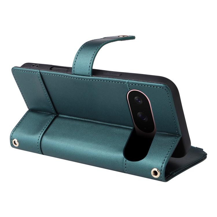 For Google Pixel 10 / 10 Pro Crossbody Strap RFID Blocking Zipper Wallet Leather Phone Case(Green) - Google Cases by buy2fix | Online Shopping UK | buy2fix