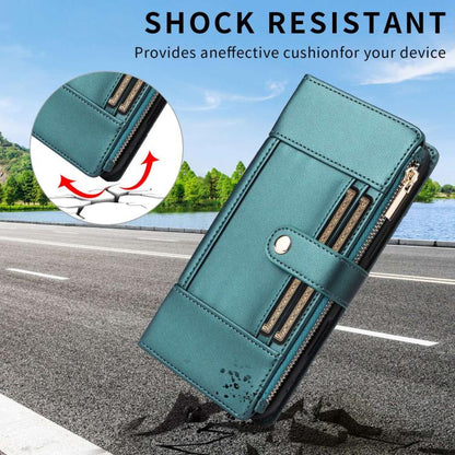 For Google Pixel 10 / 10 Pro Crossbody Strap RFID Blocking Zipper Wallet Leather Phone Case(Green) - Google Cases by buy2fix | Online Shopping UK | buy2fix