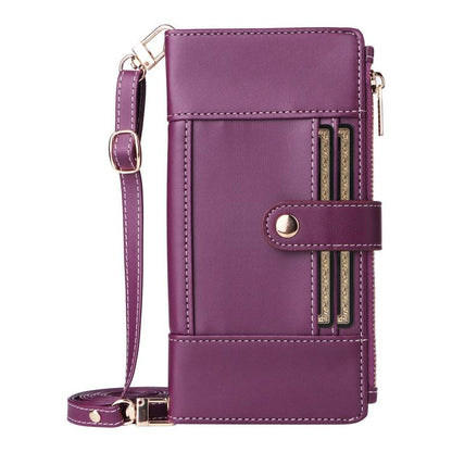 For Google Pixel 10 / 10 Pro Crossbody Strap RFID Blocking Zipper Wallet Leather Phone Case(Purple) - Google Cases by buy2fix | Online Shopping UK | buy2fix