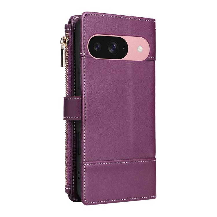 For Google Pixel 10 / 10 Pro Crossbody Strap RFID Blocking Zipper Wallet Leather Phone Case(Purple) - Google Cases by buy2fix | Online Shopping UK | buy2fix