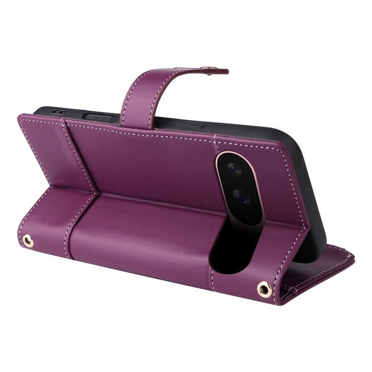 For Google Pixel 10 / 10 Pro Crossbody Strap RFID Blocking Zipper Wallet Leather Phone Case(Purple) - Google Cases by buy2fix | Online Shopping UK | buy2fix