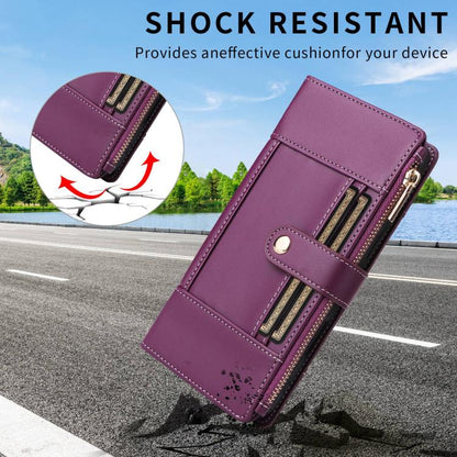 For Google Pixel 10 / 10 Pro Crossbody Strap RFID Blocking Zipper Wallet Leather Phone Case(Purple) - Google Cases by buy2fix | Online Shopping UK | buy2fix