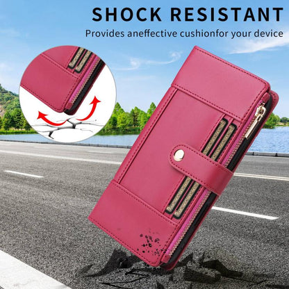 For Google Pixel 10 / 10 Pro Crossbody Strap RFID Blocking Zipper Wallet Leather Phone Case(Red) - Google Cases by buy2fix | Online Shopping UK | buy2fix