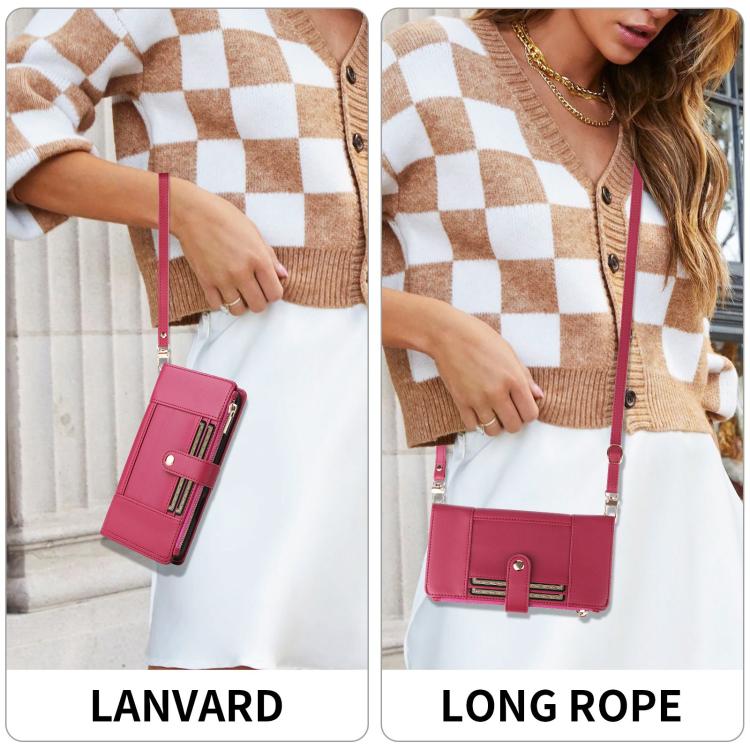 For Google Pixel 10 / 10 Pro Crossbody Strap RFID Blocking Zipper Wallet Leather Phone Case(Red) - Google Cases by buy2fix | Online Shopping UK | buy2fix