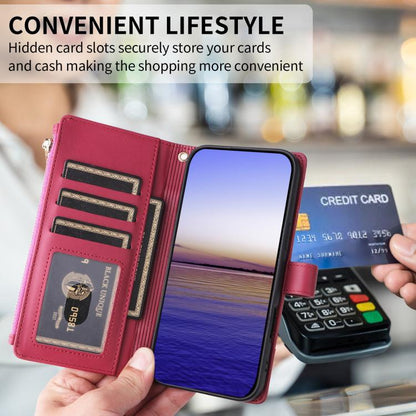 For Google Pixel 10 / 10 Pro Crossbody Strap RFID Blocking Zipper Wallet Leather Phone Case(Red) - Google Cases by buy2fix | Online Shopping UK | buy2fix