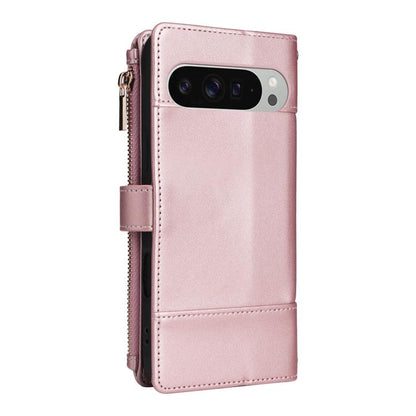 For Google Pixel 10 Pro XL Crossbody Strap RFID Blocking Zipper Wallet Leather Phone Case(Rose Gold) - Google Cases by buy2fix | Online Shopping UK | buy2fix