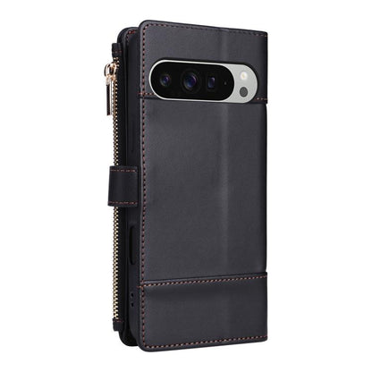 For Google Pixel 10 Pro XL Crossbody Strap RFID Blocking Zipper Wallet Leather Phone Case(Black) - Google Cases by buy2fix | Online Shopping UK | buy2fix