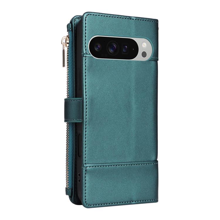 For Google Pixel 10 Pro XL Crossbody Strap RFID Blocking Zipper Wallet Leather Phone Case(Green) - Google Cases by buy2fix | Online Shopping UK | buy2fix