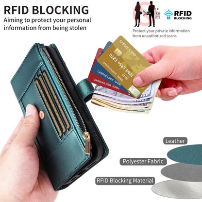 For Google Pixel 10 Pro XL Crossbody Strap RFID Blocking Zipper Wallet Leather Phone Case(Green) - Google Cases by buy2fix | Online Shopping UK | buy2fix