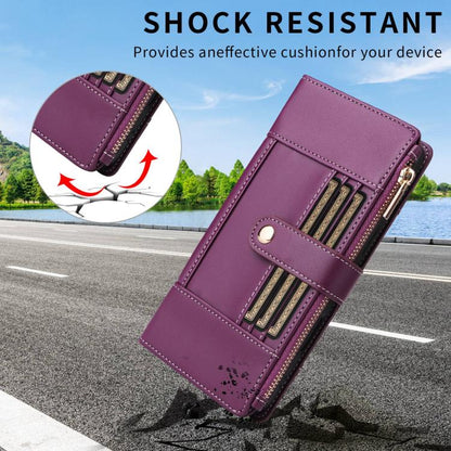 For Google Pixel 10 Pro XL Crossbody Strap RFID Blocking Zipper Wallet Leather Phone Case(Purple) - Google Cases by buy2fix | Online Shopping UK | buy2fix