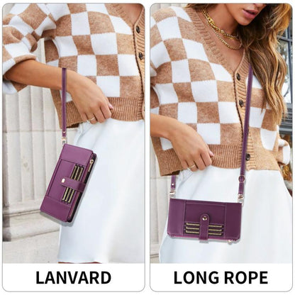 For Google Pixel 10 Pro XL Crossbody Strap RFID Blocking Zipper Wallet Leather Phone Case(Purple) - Google Cases by buy2fix | Online Shopping UK | buy2fix