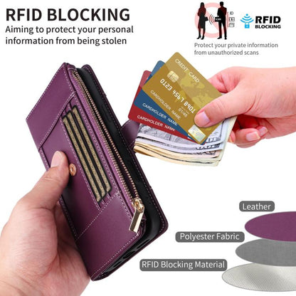 For Google Pixel 10 Pro XL Crossbody Strap RFID Blocking Zipper Wallet Leather Phone Case(Purple) - Google Cases by buy2fix | Online Shopping UK | buy2fix
