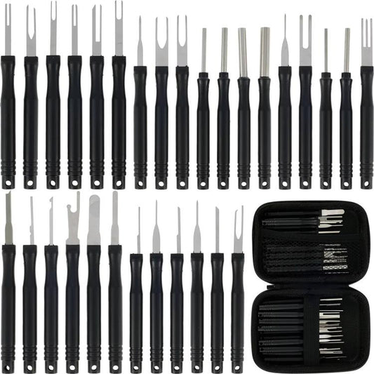 30pcs / Set Car Wire Harness Terminal Pin Removal Tool(Black Long Handle) - Booster Cable & Clip by buy2fix | Online Shopping UK | buy2fix