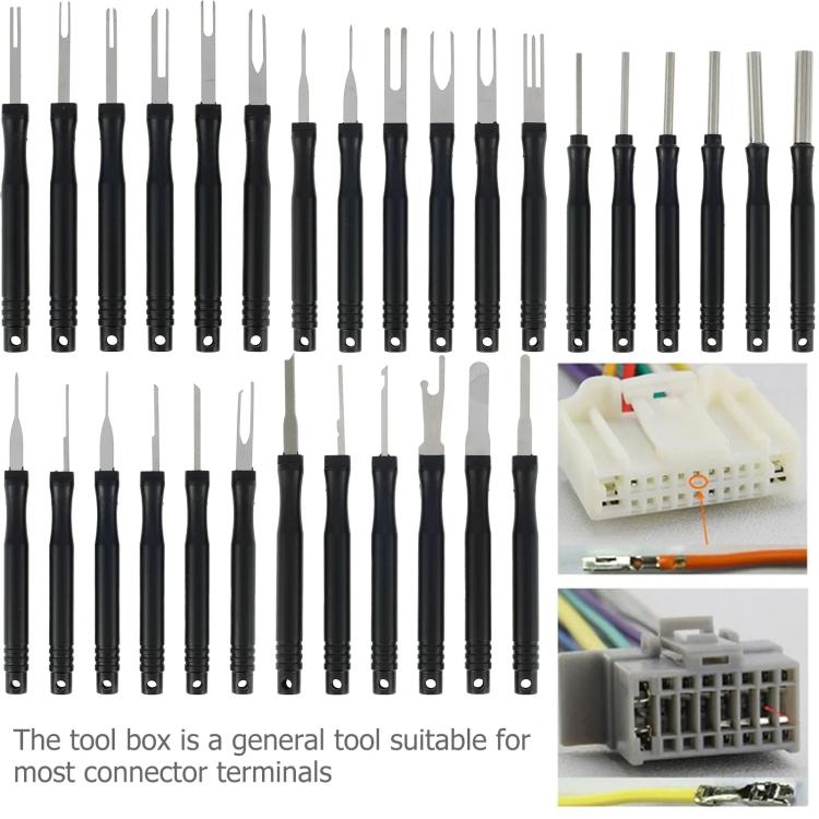 30pcs / Set Car Wire Harness Terminal Pin Removal Tool(Black Long Handle) - Booster Cable & Clip by buy2fix | Online Shopping UK | buy2fix