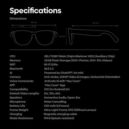 Zeblaze Eyewear AI Shooting Glasses Open-ear Audio AI Assistance(Transparent Lenses) - Smart Glasses by Zeblaze | Online Shopping UK | buy2fix