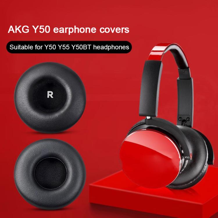 2pcs Protein Leather Replacement Earpads For AKG Y50BT / Y55DJ / Y50 / Y55(Black) - Earmuff & Pad by buy2fix | Online Shopping UK | buy2fix