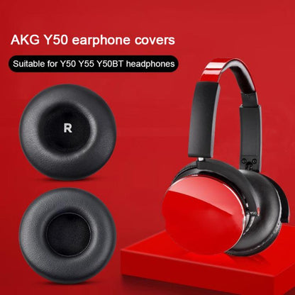 2pcs Protein Leather Replacement Earpads For AKG Y50BT / Y55DJ / Y50 / Y55(Black) - Earmuff & Pad by buy2fix | Online Shopping UK | buy2fix