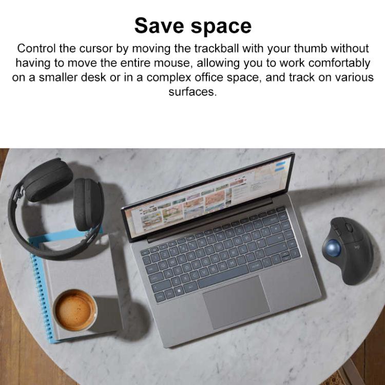 Logitech ERGO M575S Trackball Professional CAD Work Wireless Bluetooth Mouse(White) - Wireless Mice by Logitech | Online Shopping UK | buy2fix