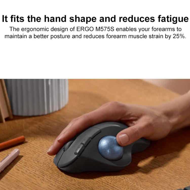 Logitech ERGO M575S Trackball Professional CAD Work Wireless Bluetooth Mouse(Black) - Wireless Mice by Logitech | Online Shopping UK | buy2fix