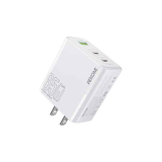 WK WP-U66 Kinkong 65W Dual USB-C / Type-C + USB GaN Fast Charger, Plug:US Plug(White)