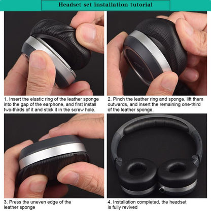 2pcs Protein Leather Replacement Earpads For AKG Y40 / Y45 / Y45BT(Black) - Earmuff & Pad by buy2fix | Online Shopping UK | buy2fix