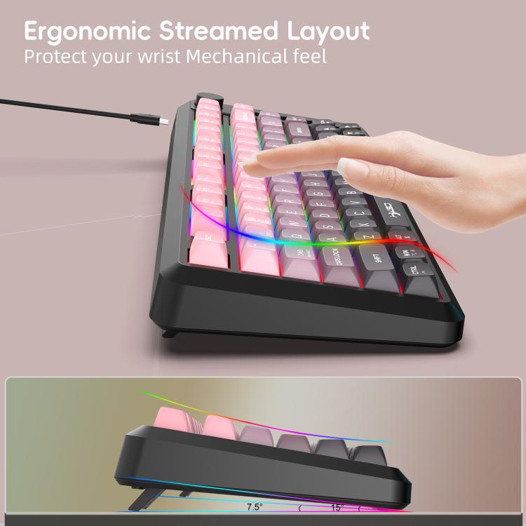 HXSJ L400 Three-mode Wireless RGB Light Thin Film 81 Keys Keyboard(Blue White Red) - Wireless Keyboard by HXSJ | Online Shopping UK | buy2fix