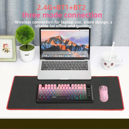HXSJ L400 Three-mode Wireless RGB Light Thin Film 81 Keys Keyboard(Gradient Black Pink) - Wireless Keyboard by HXSJ | Online Shopping UK | buy2fix