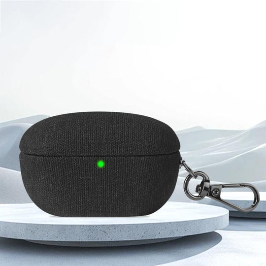 For Sony WF-1000XM5 Fine Cloth Earphone Case with Hook(Black)