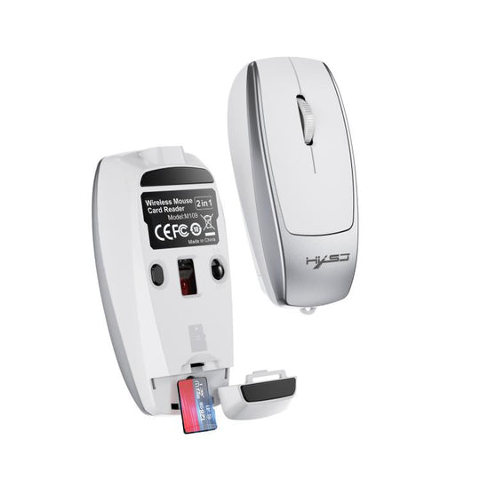 HXSJ M109 Mini Wireless Mouse, 3D Right, TF Card Reader, 4D Mute Buttons(Space Silver)