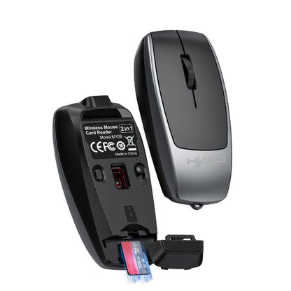 HXSJ M109 Mini Wireless Mouse, 3D Right, TF Card Reader, 4D Mute Buttons(Grey) - Wireless Mice by HXSJ | Online Shopping UK | buy2fix